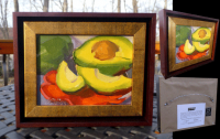 This small but beautiful painting was framed using a hand finished gold Italian moulding and then floated inside a one and a half inch deep frame. The results are amazing and the customer loved it.
